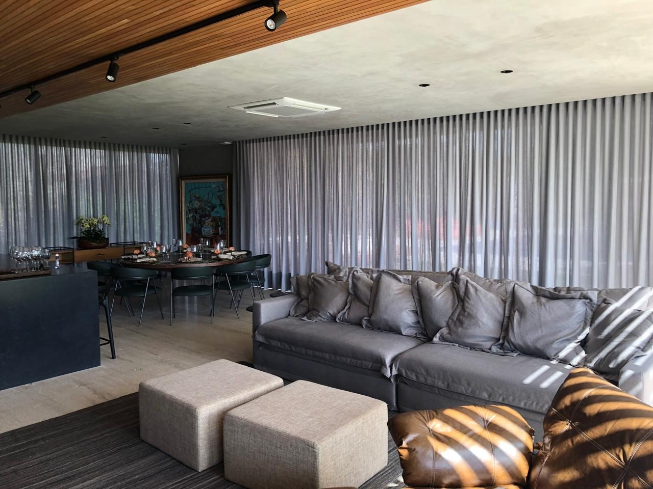 Cortinas wave em living integrado