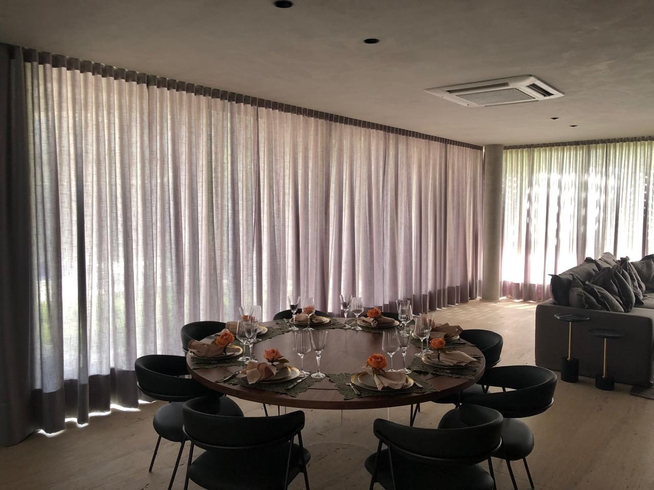 Cortinas wave em sala de jantar